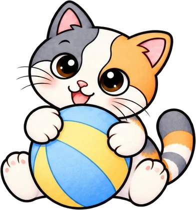 Kiki hugging a beach ball